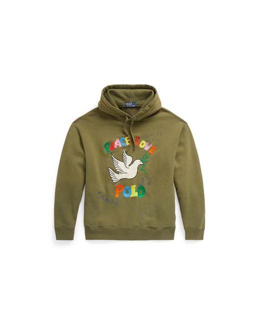 Polo Ralph Lauren Embroidered Graphic Fleece Hoodie Man Sweatshirt Military Cotton Polyester