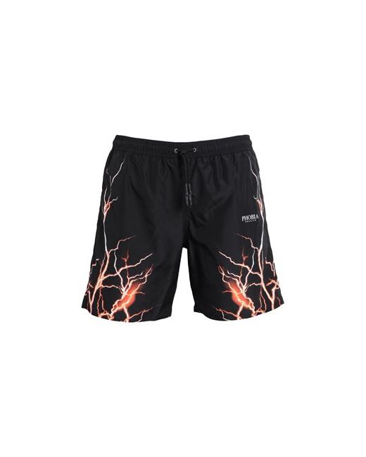 Phobia Archive Swimwear With Orange Lightning Man Swim trunks Polyester