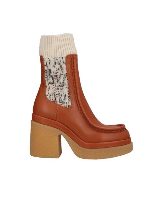 Chloé Ankle boots Tan Textile fibers Soft Leather