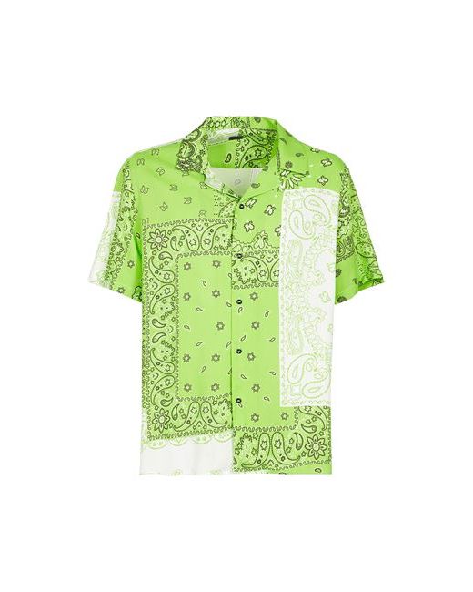 8 by YOOX Printed Viscose Collar Camp Shirt Man Acid