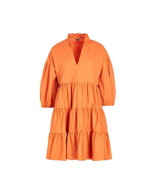 8 by YOOX Cotton Puff-sleeve Short Dress dress Rust