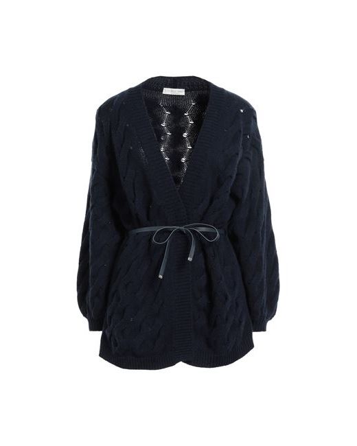 Le Tricot Perugia Cardigan Midnight Cashmere Wool Soft Leather