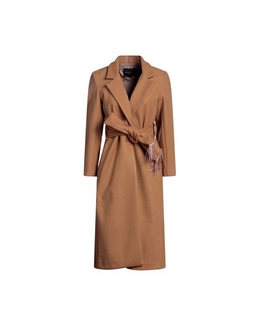 Angela Mele Milano Coat Camel Viscose Polyester Wool Elastane