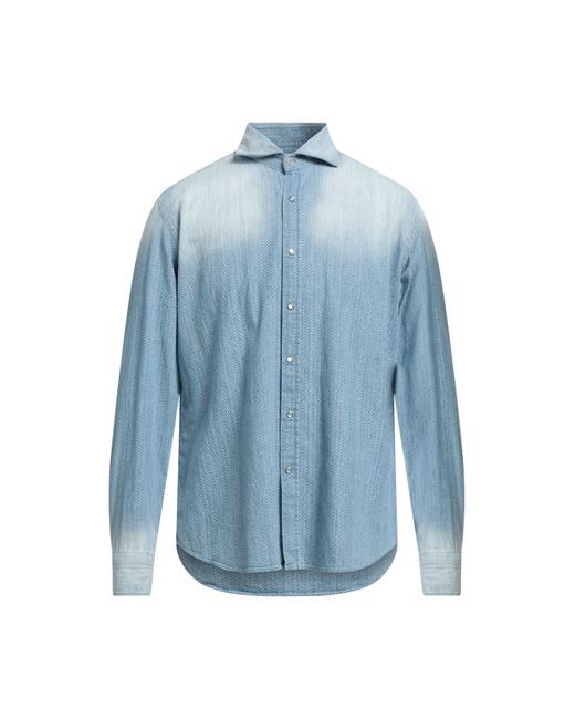 Giannetto Man Shirt Azure Cotton