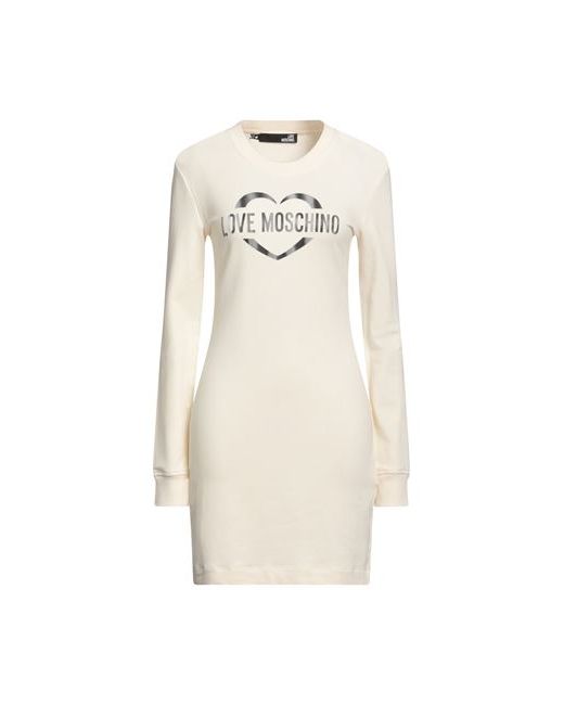 Love Moschino Short dress Cream Cotton Modal Elastane