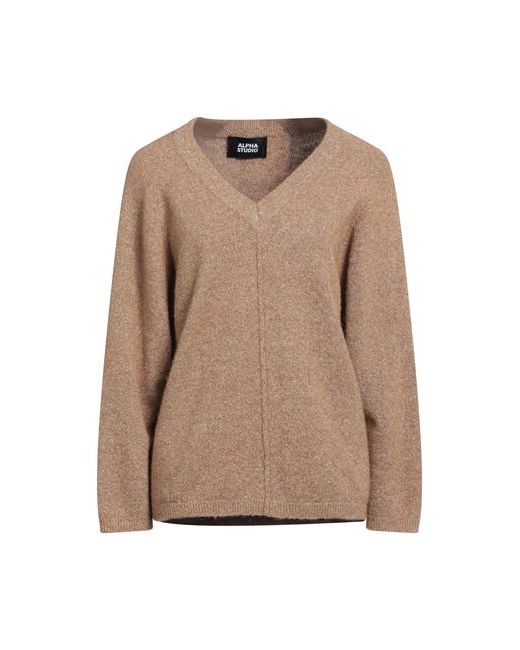 Alpha Studio Sweater Camel 4 Alpaca wool Polyamide Cotton Modal Elastane