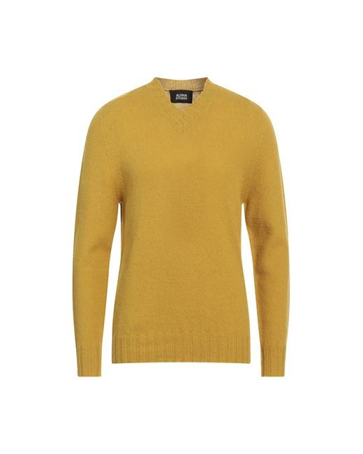 Alpha Studio Man Sweater Ocher Wool