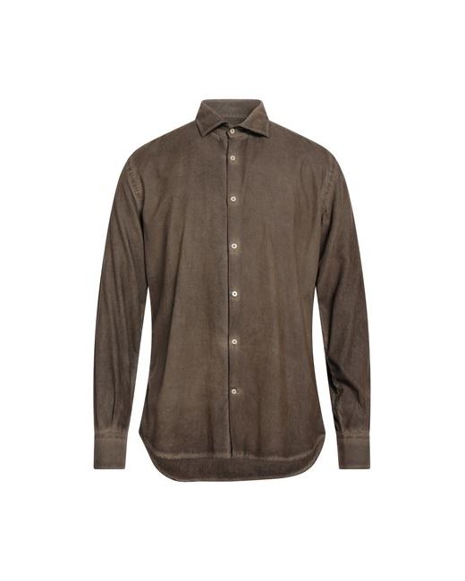 Brooksfield Man Shirt Khaki 15 Cotton