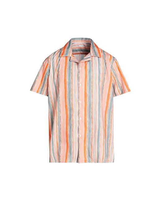 8 by YOOX Printed Camp-collar S/sleeve Oversize Shirt Man Salmon S Cotton