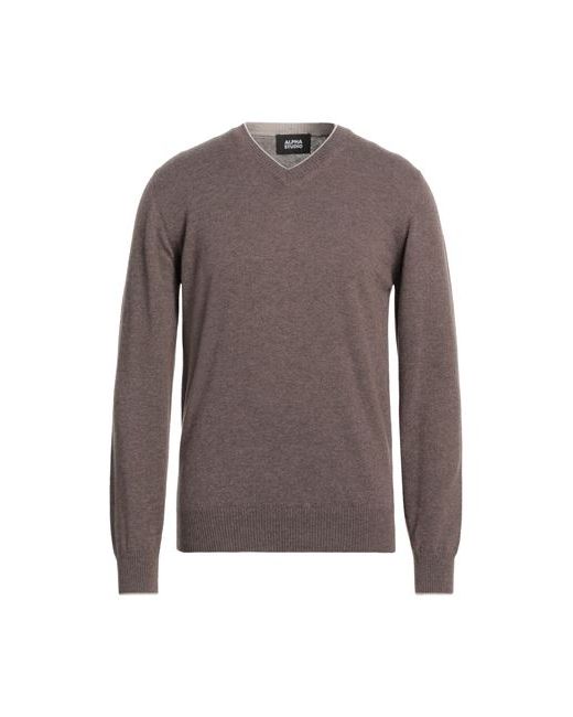 Alpha Studio Man Sweater Khaki 40 Geelong Wool