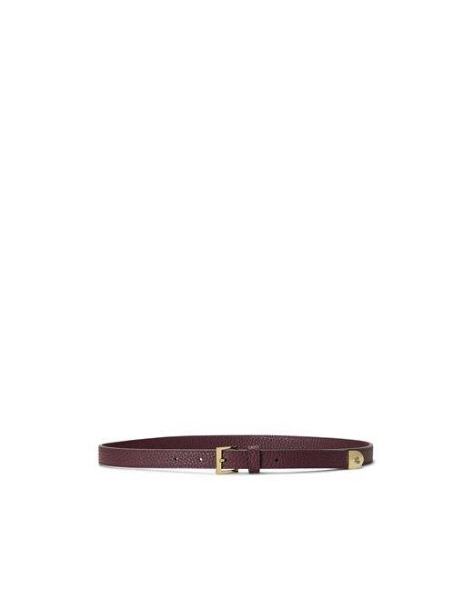 Lauren Ralph Lauren Pebbled Leather Skinny Belt Burgundy XS Bovine leather