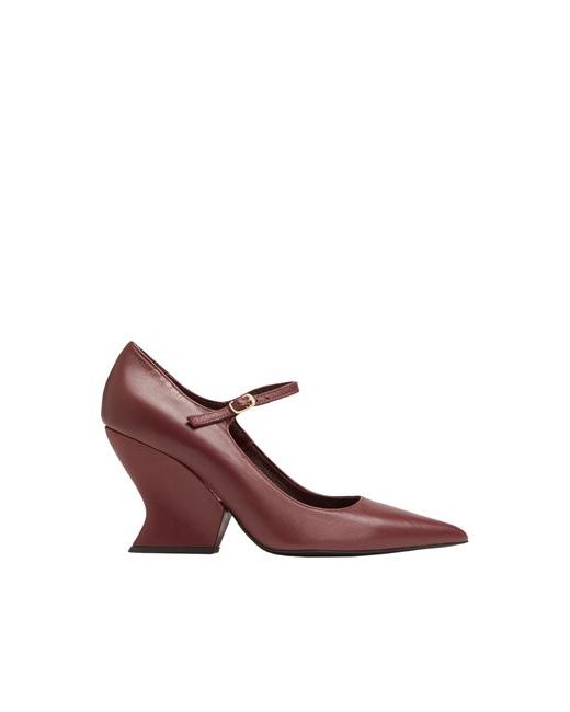 8 by YOOX Leather Wedge Sole Pumps Burgundy 6 Ovine leather