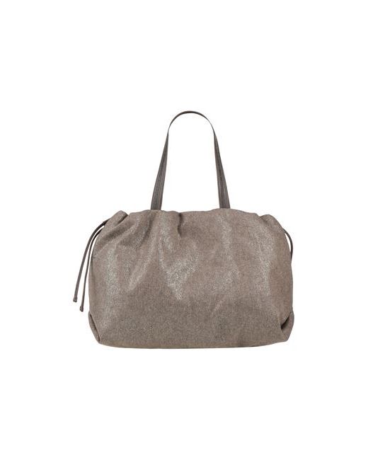 Brunello Cucinelli Shoulder bag Khaki Textile fibers Soft Leather