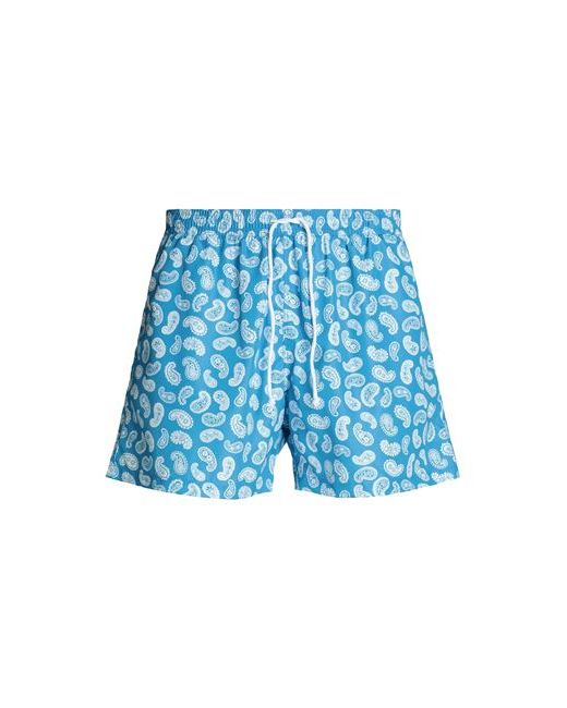 8 by YOOX Printed Recycled Poly Swim Trunk Man trunks Azure S polyester