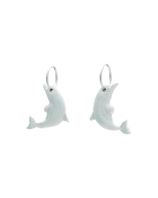 Levens Jewels Dolphin Hoops Earrings Sky Clay Brass Enamel