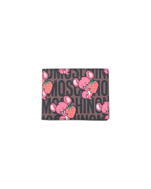 Moschino Wallet Cocoa Soft Leather Textile fibers
