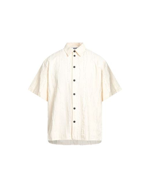 Msgm Man Shirt Cream 15 ½ Cotton