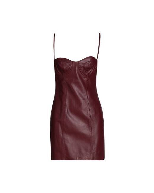 8 by YOOX Leather Bodycon Mini Dress Short dress Burgundy 2 Lambskin