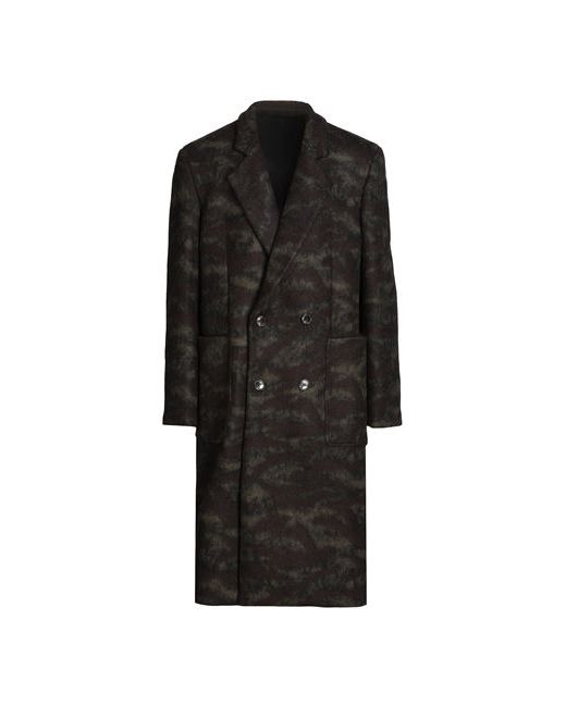 8 by YOOX Wool Blend Double Breasted Long Coat Man Military 36 Virgin Polyester