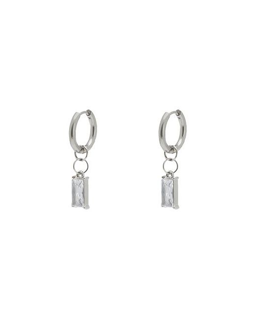 8 by YOOX Earrings With Transparent Rectangular Glass Pendant Man Metal alloy