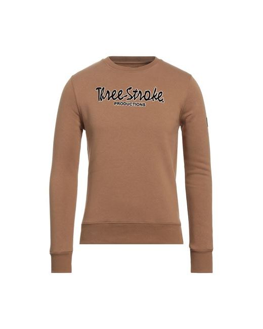 Three Stroke Man Sweatshirt Camel Cotton Polyester