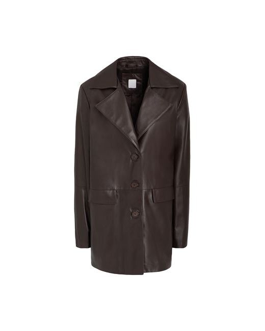 8 by YOOX Leather Coat Overcoat Dark 2 Lambskin