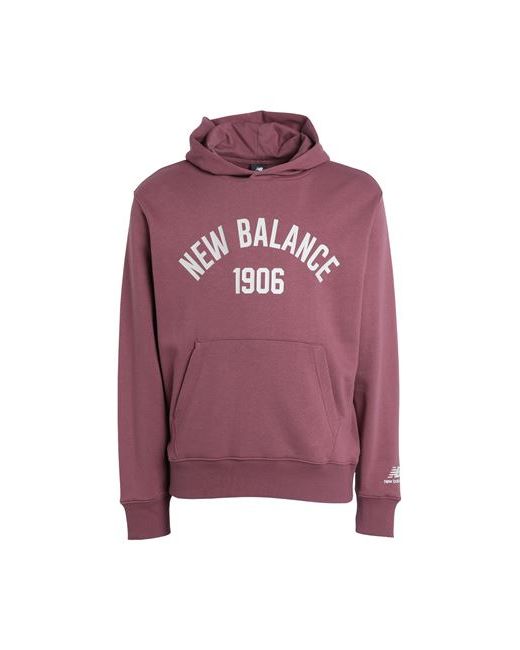 New Balance Essentials Varsity Fleece Hoodie Man Sweatshirt Mauve Cotton Polyester