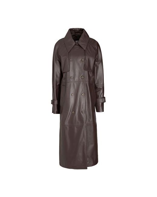 8 by YOOX Leather Oversize Maxi Coat Cocoa Lambskin