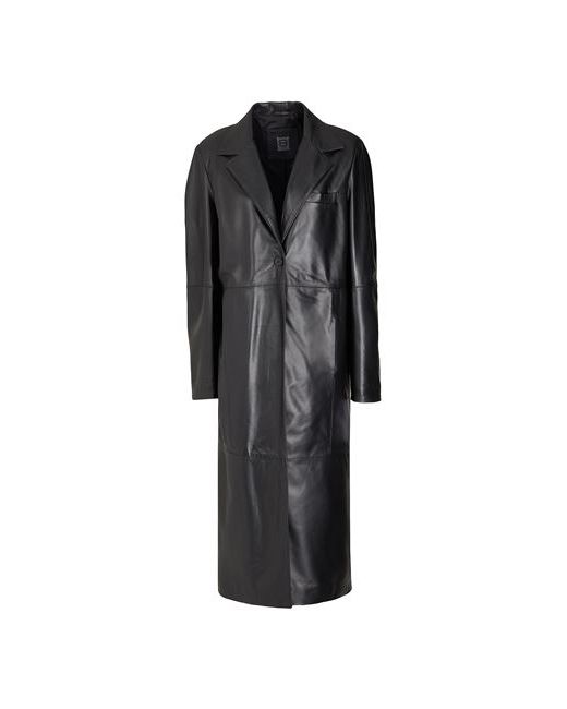 8 by YOOX Leather Single-breasted Maxi Coat Lambskin