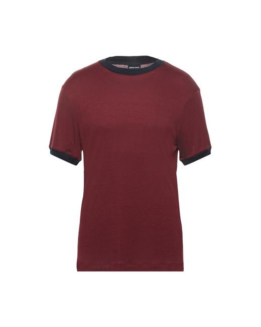 Giorgio Armani Man T-shirt Burgundy Viscose Silk Polyamide Elastane