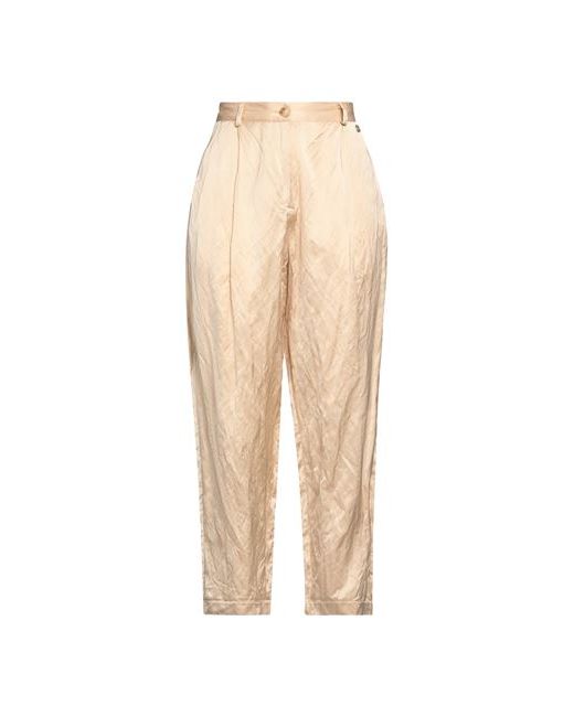 Dx Collection Pants Sand Viscose Cotton Metallic fiber