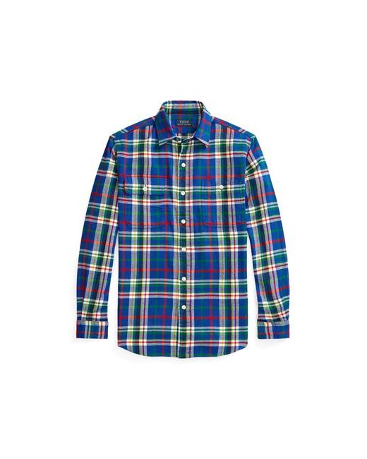 Polo Ralph Lauren Classic Fit Plaid Flannel Workshirt Man Shirt Bright Cotton