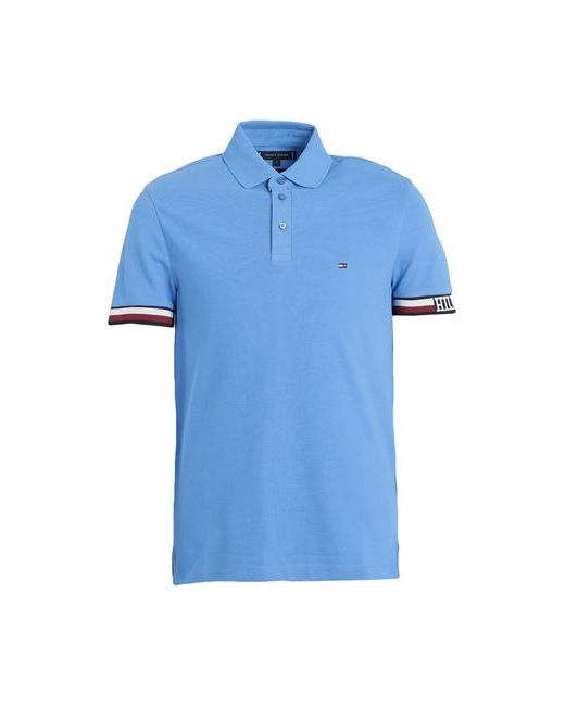 Tommy Hilfiger Man Polo shirt Azure Cotton Viscose Elastane