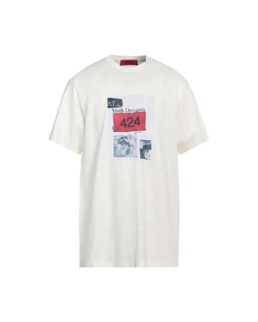 424 Fourtwofour Man T-shirt Ivory Cotton Polyamide Elastane