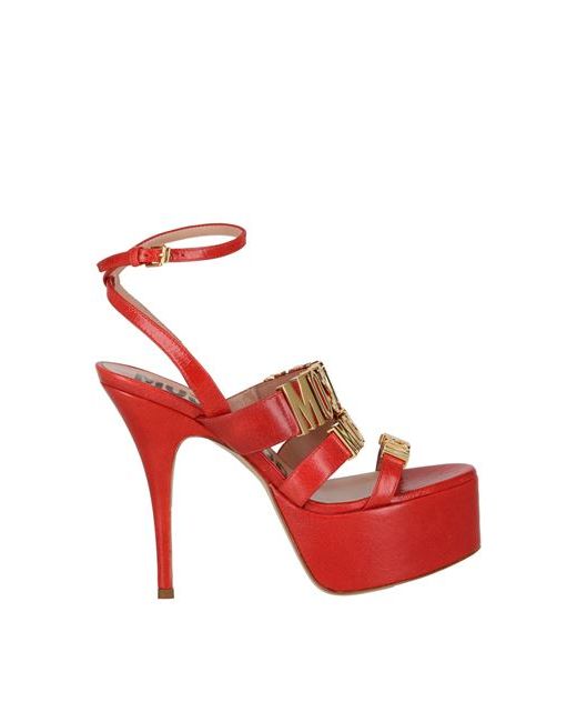 Moschino Degrade Metal Logo Heeled Sandals Tanned leather