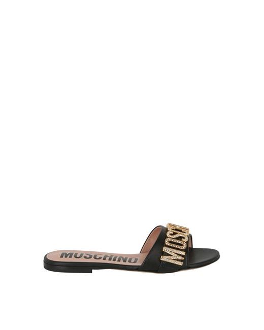 Moschino Jewel Logo Flat Sandals Calfskin