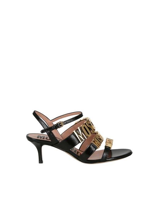 Moschino Degrade Metal Logo Heeled Sandals Tanned leather