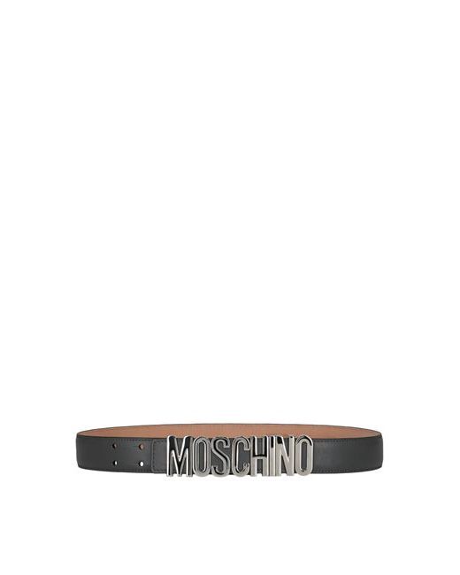 Moschino Logo Lettering Leather Belt Man Tanned leather