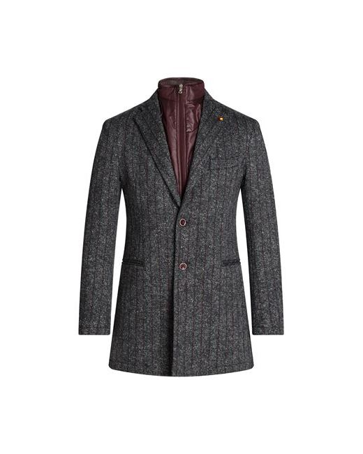 ROBERTO P Luxury Man Coat Midnight Wool Polyester Viscose