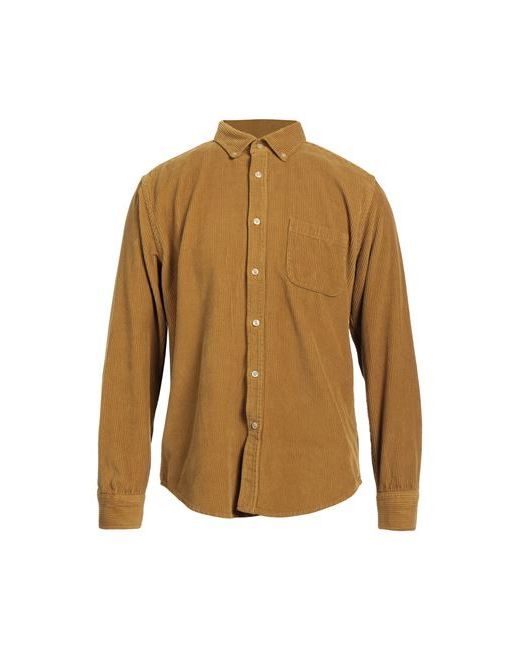 Portuguese Flannel Man Shirt Ocher Cotton