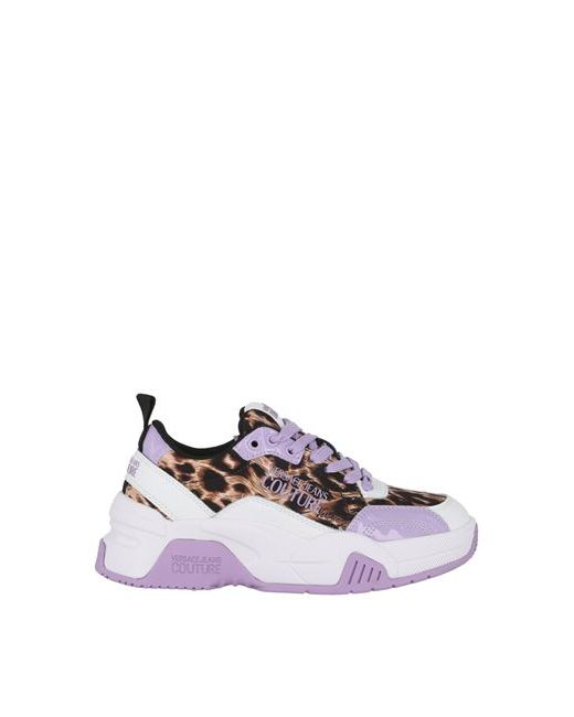 Versace Jeans Leopard Print Logo Sneakers Multicolored Polyester Calfskin Polyurethane