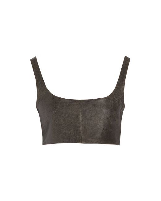 8 by YOOX Washed-effect Leather Crop Top Lead Lambskin
