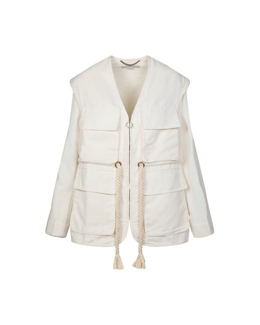 Stella McCartney Ania Belted Utility Jacket Ivory Nylon Linen Cotton