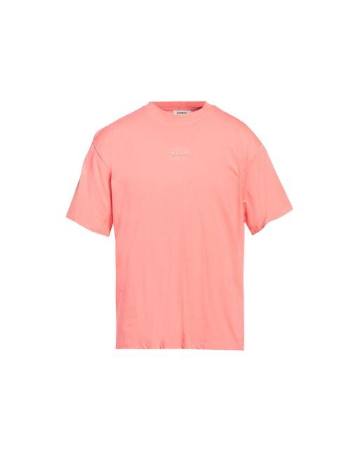 Sandro Man T-shirt Coral Cotton Elastane