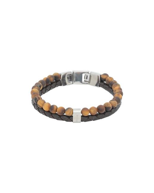 Fossil Man Bracelet Brick Soft Leather Stainless Steel