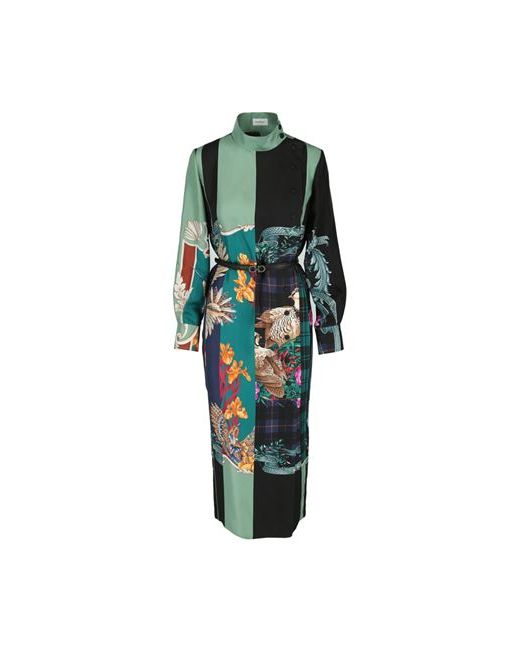Ferragamo Mandarin Collar Maxi Silk Dress dress Multicolored