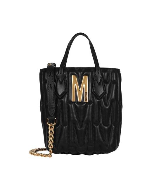 Moschino Quilted Monogram Shoulder Bag Handbag Lambskin
