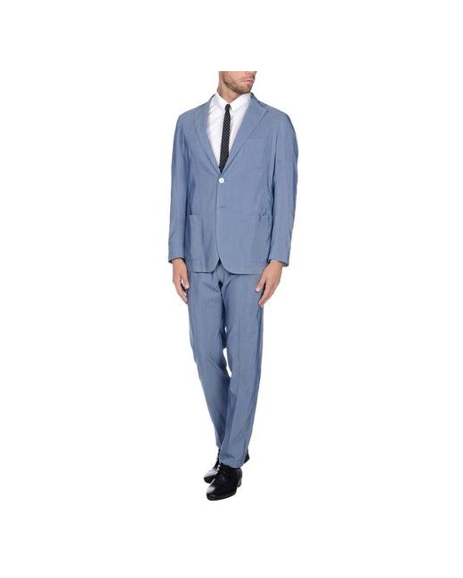 Tombolini Man Suit Azure Cotton Silk