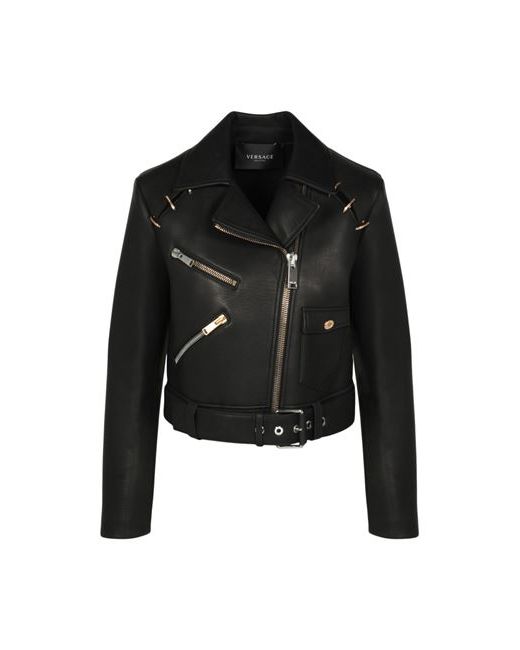 Versace Belted Leather Jacket Calfskin