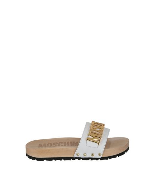 Moschino Logo Lettering Slides Sandals Calfskin